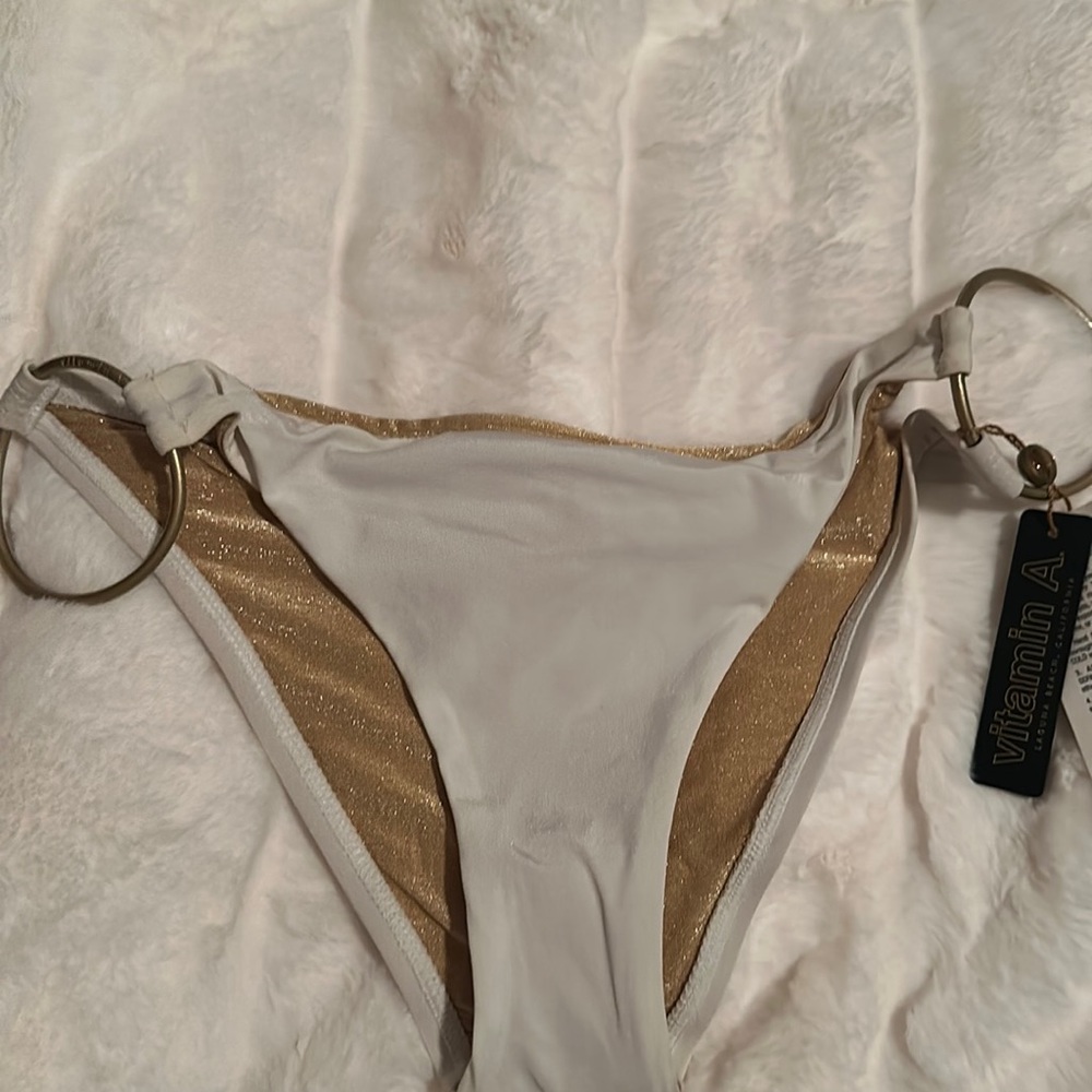 Vitamin a white with gold hoops bikini bottom